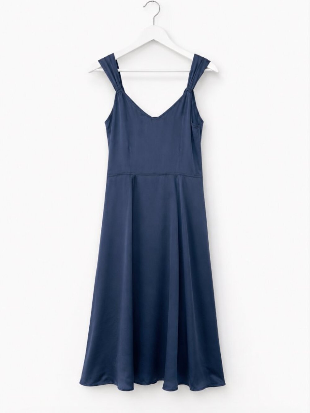 JACOB Navy Blue Draped Strap Midi Dress Size 5/6 Classic A-Line